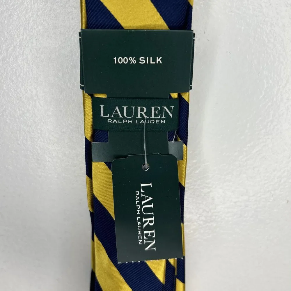 Polo Ralph Lauren Youth striped design, Silk Narrow Tie Royal Blue/Gold100% Silk